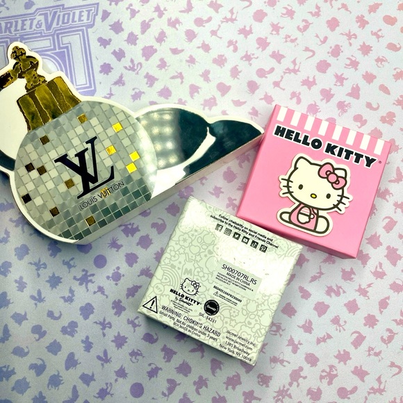 Hello Kitty pave gold plated necklace and earrings with pink enamel bow🎀 - Picture 3 of 3